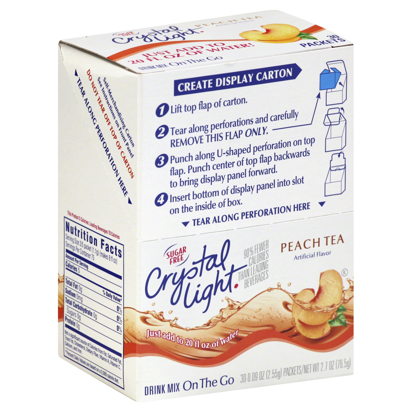 Crystal Light CRY79700 Flavored Drink Mix, 30 8oz. Packets, Peach Tea