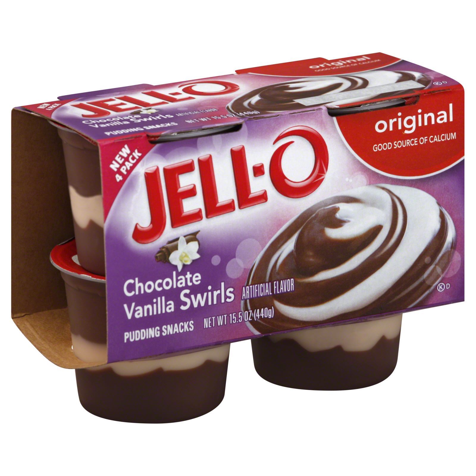 JellO Chocolate Vanilla Swirls Pudding Snacks 15.5 OZ SLEEVE Food