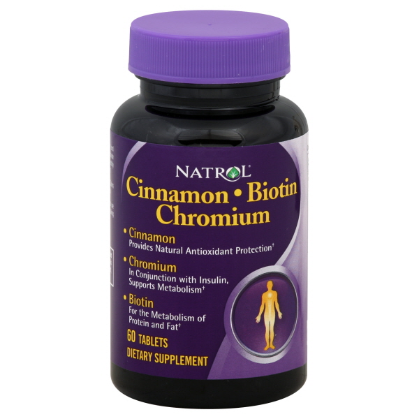 Natrol Cinnamon Biotin Chromium 60 Tablets
