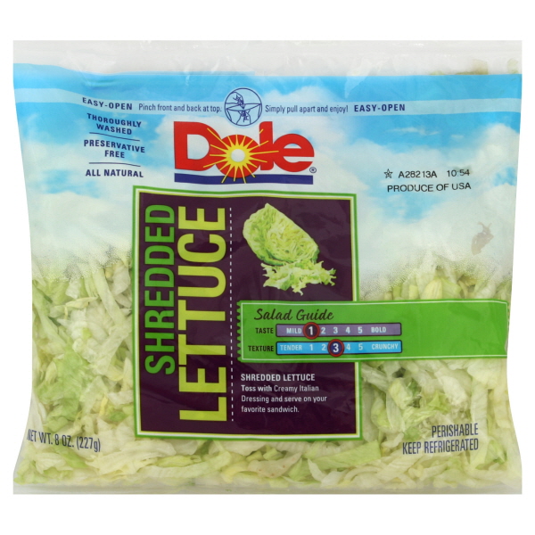 Dole Lettuce, Shredded, 8 oz (227 g) Food & Grocery Produce Packaged Salad