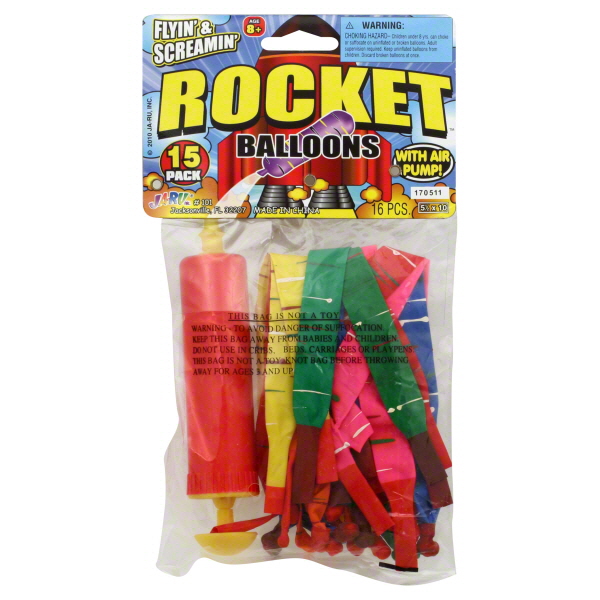 JARU Rocket Balloons, with Air Pump!, 16 pieces Toys & Games