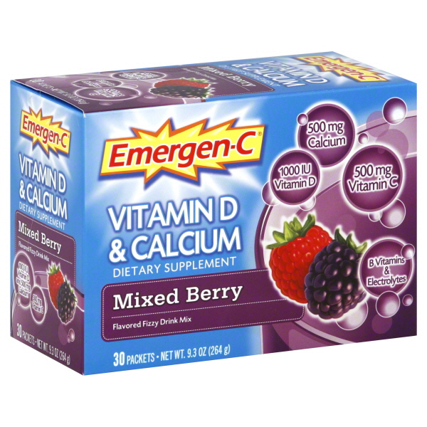 Fizzy Drink Mix, Vitamin D & Calcium, Mixed Berry Flavored, 30 packets [9.3 oz (264 g)]