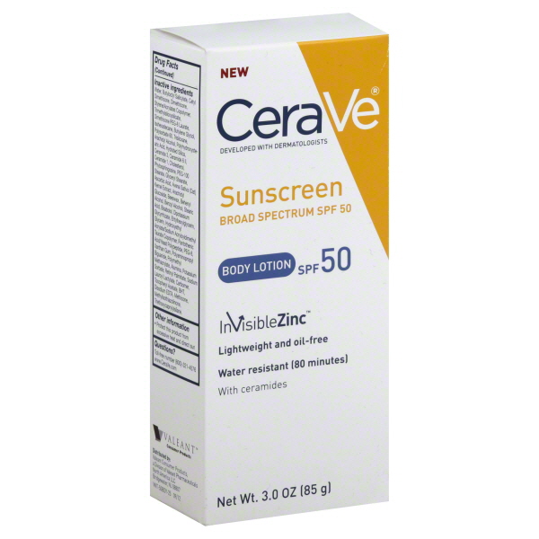 CeraVe Sunscreen, Body Lotion, Broad Spectrum SPF 50, 3 oz (85 g)