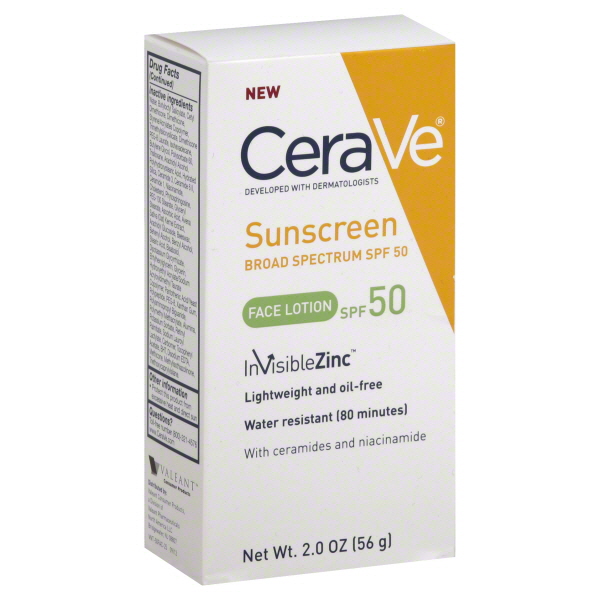 CeraVe Sunscreen Face Lotion, Broad Spectrum SPF 50, 2 oz (56 g)