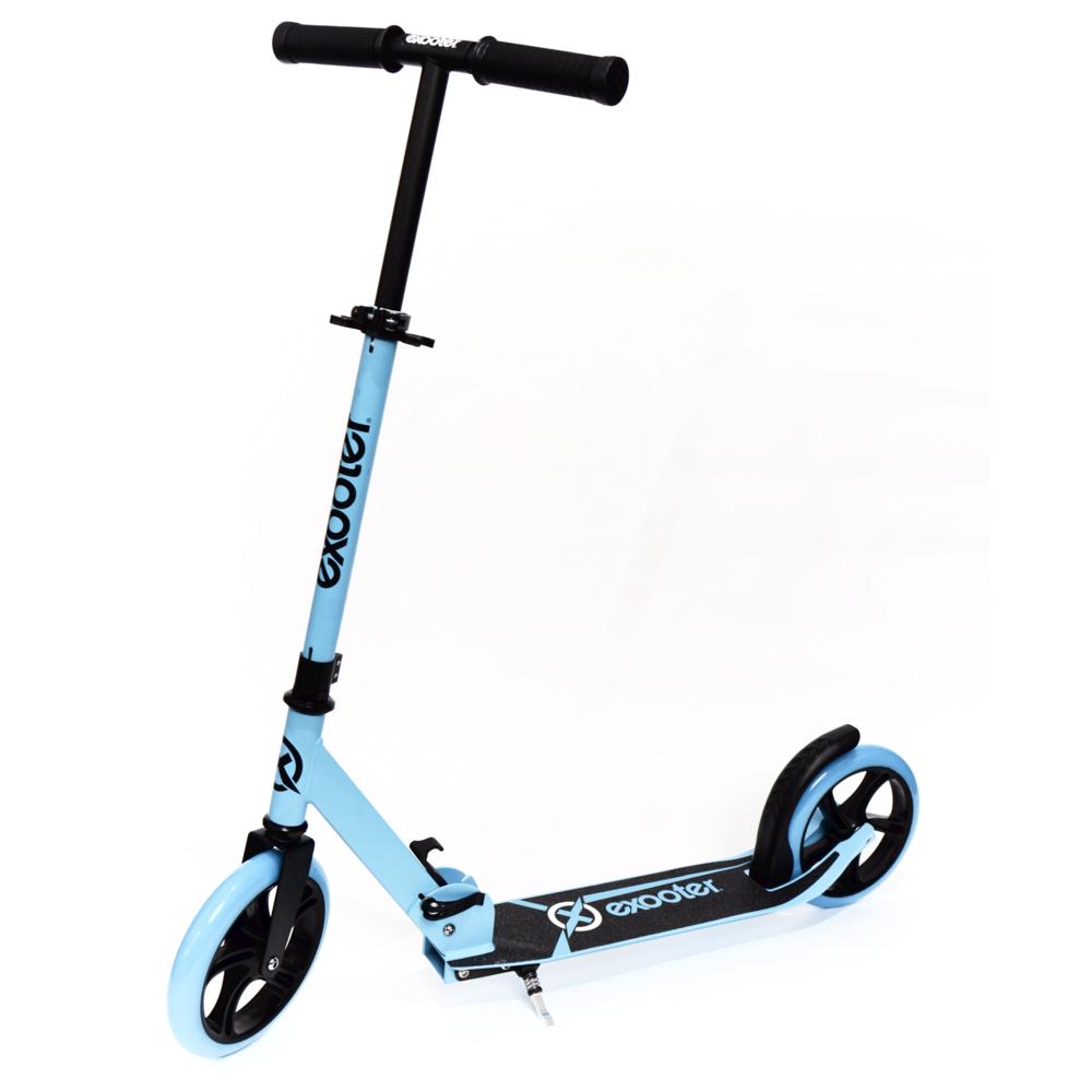 EXOOTER M1450BB Foldable Teen Cruiser Kick Scooter With 200mm Wheels In Vibrant Blue.
