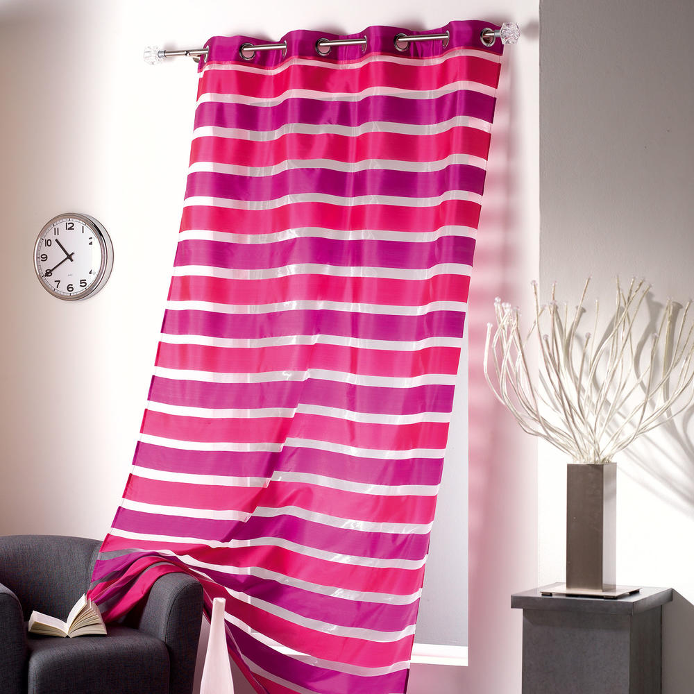  COL1623477 Striped Sheer Grommet Curtain Panels Colorado 55W x 95L (PINK)