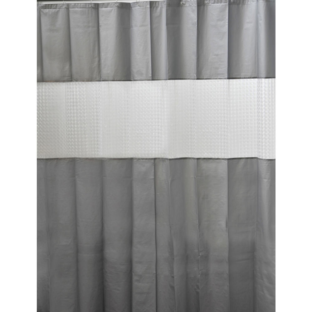  1104180 Shower Curtain Peva Solid Colors + Laser 71"W X 79"L Two-Colored (Gray)