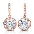 Alphabetdeal C.Z. Rozzato Jewelry Sterling Silver Rose Plated Round Stud Style Drop Earrings