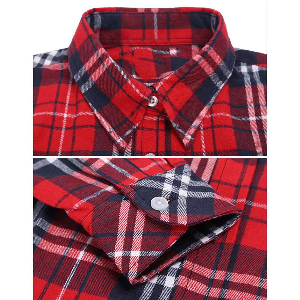 &nbsp; Asian Size Comfortable Women Button Cotton Casual Lapel Shirt Plaids Checks Flannel Shirt Top Blouse M~XXL