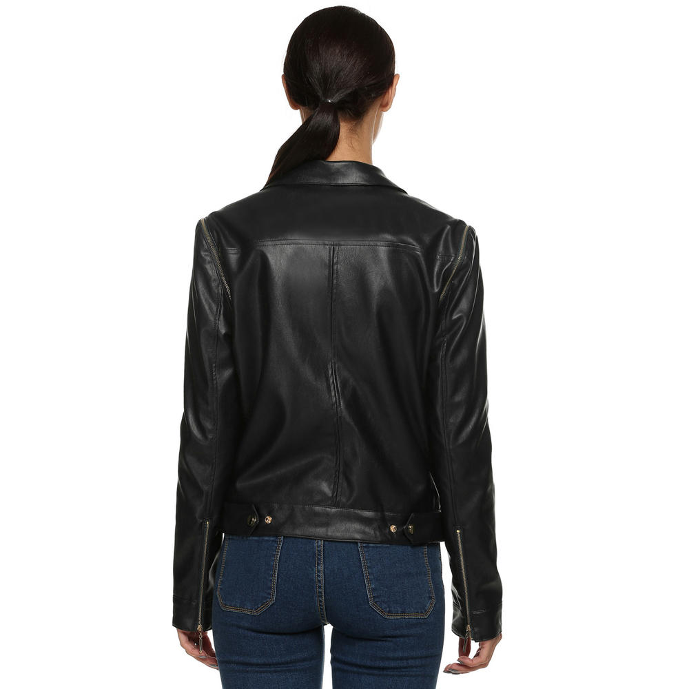 Dreamer Lady Women's Outerwear Cool Detachable Sleeve PU Leather Bike Jacket Coat Outerwear