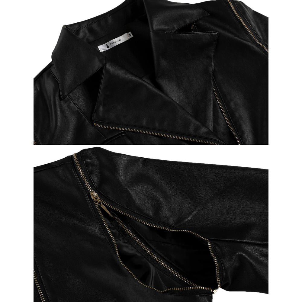 Dreamer Lady Women's Outerwear Cool Detachable Sleeve PU Leather Bike Jacket Coat Outerwear