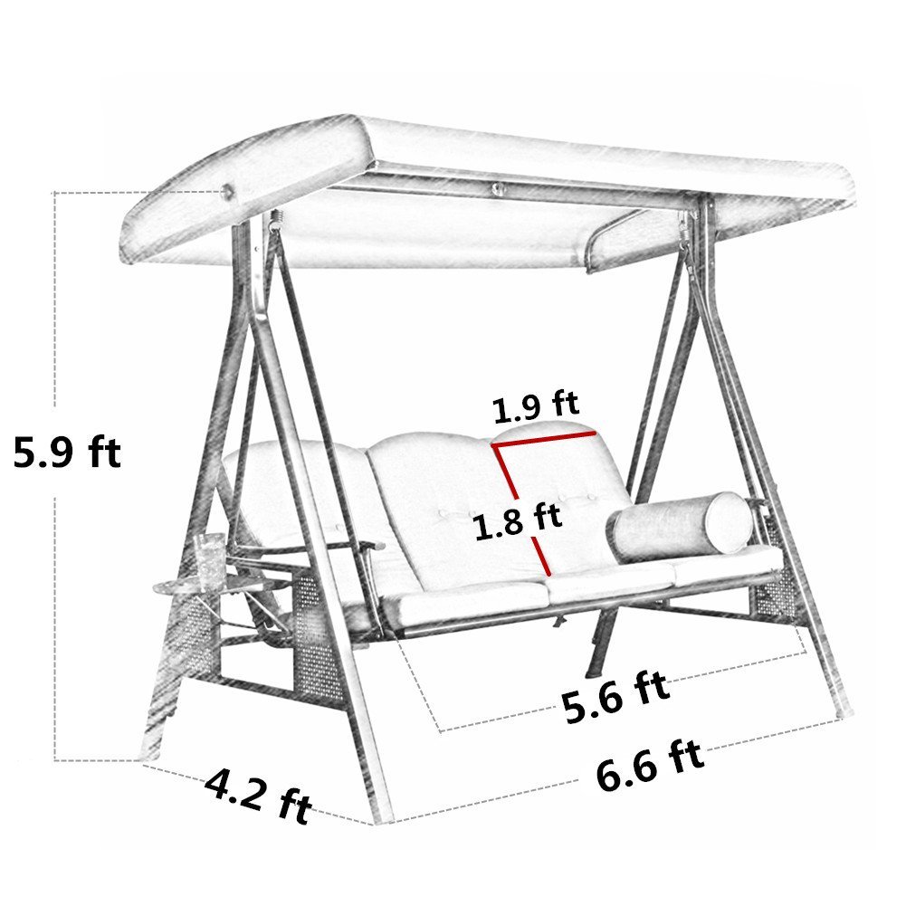 frame canopy swing seat abba patio outdoor taupe adjustable steel