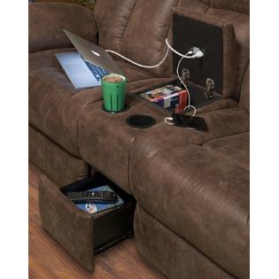 usb sofa couch reclining port console mocha plush loveseat fabric living room esofastore 2pc modern zoom