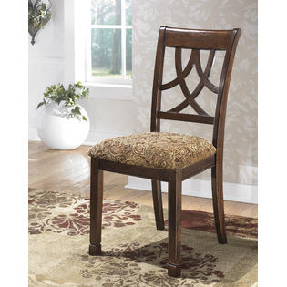 Ashley Furniture Breakfast Dining Room 4pc Dining Chairs Brown Patterned Cushion Fabric Framed ...