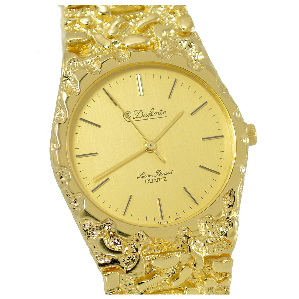 Lucien Piccard Unisex Gold Plated Nugget  Watch 32mm Case