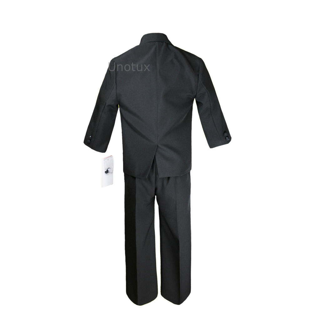 Leadertux 7pc 5 6 7 8 10 12 14 16 18 20 Kid Teen Boys Black Suits Tuxedo Formal Wear Wedding Outfit Coral Necktie Vest Set