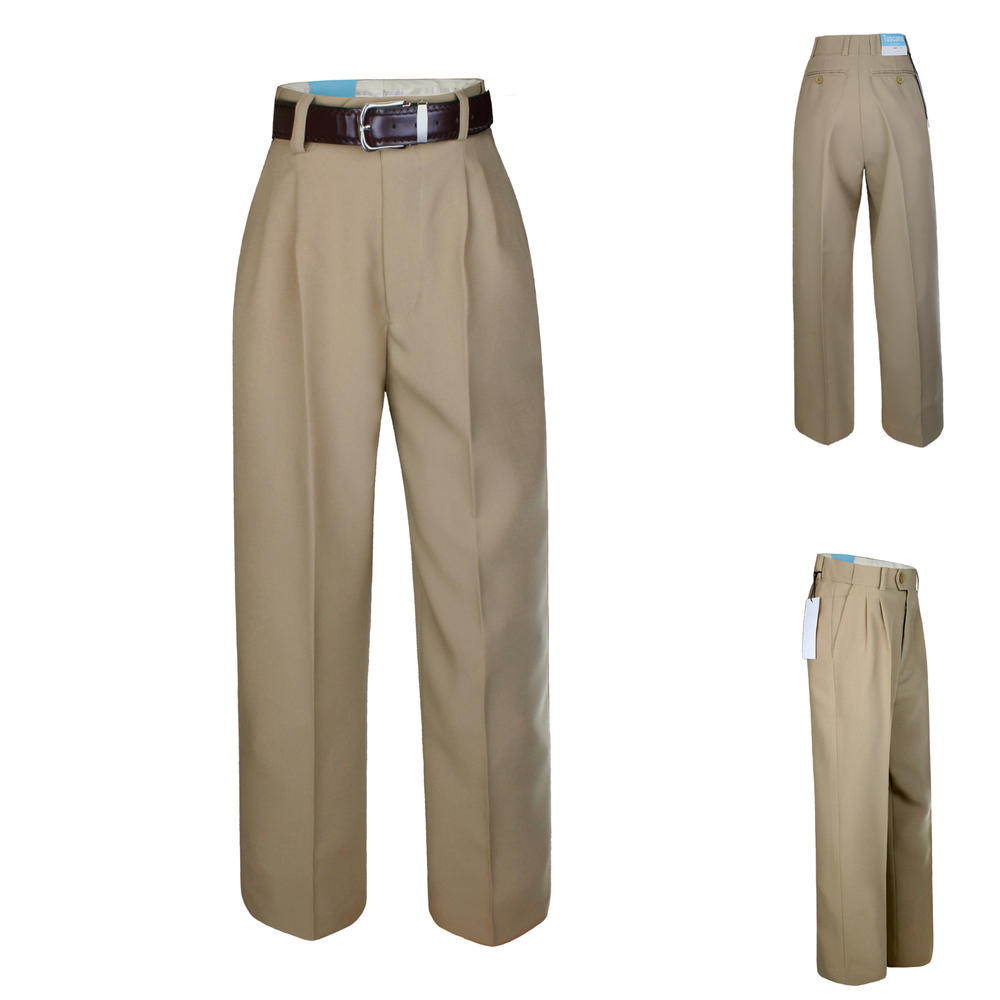 Leadertux Boy Kid Teen Formal School Uniform Pants in Khaki with belt size 4 5 6 7 8 10 12 14 16 18 20