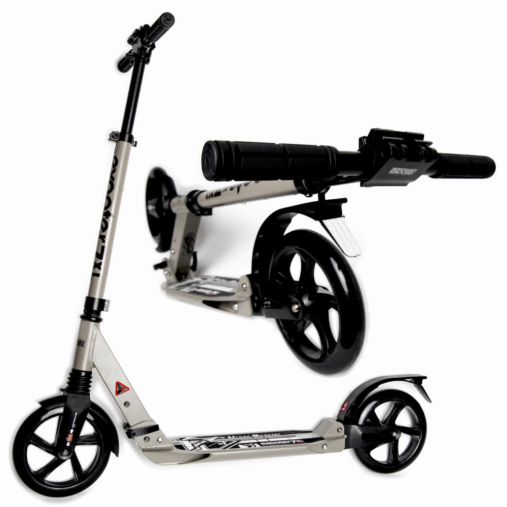 EXOOTER M1050GR Teen & Adult Foldable Cruiser Kick Scooter With Double Suspension In Gray.
