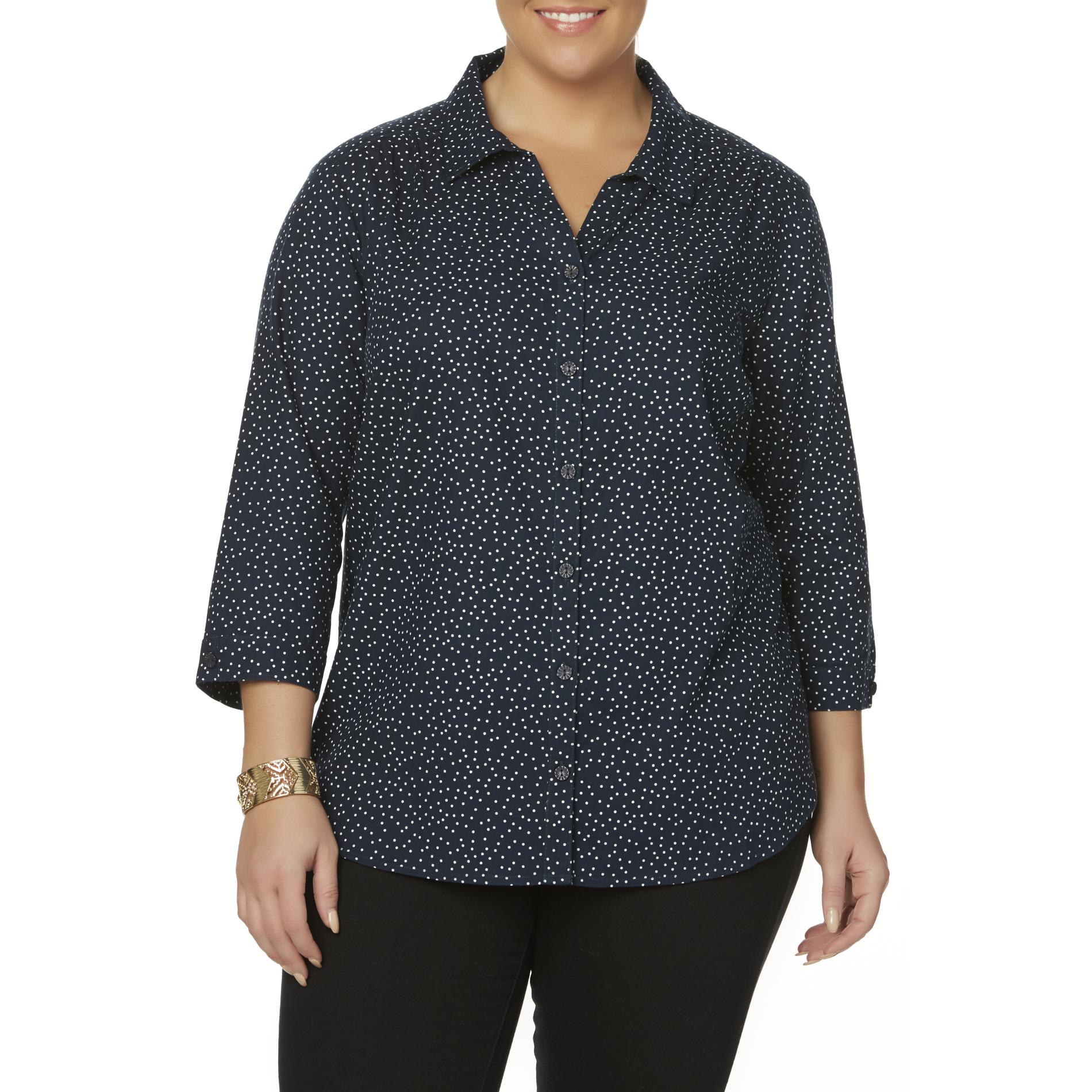 Erika Women's Plus Camp Shirt Dots Shop Your Way Online Shopping