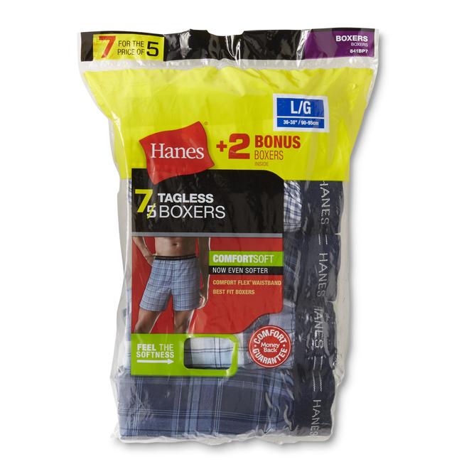 Hanes Men's 7Pack Tagless Boxer Shorts Plaid