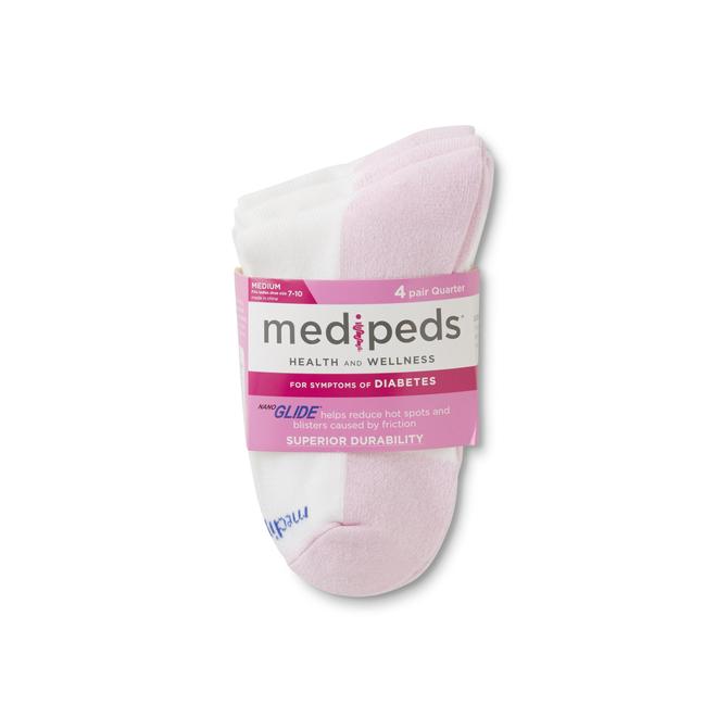 MediPeds Women's 4Pairs Diabetic Health & Wellness Quarter Socks