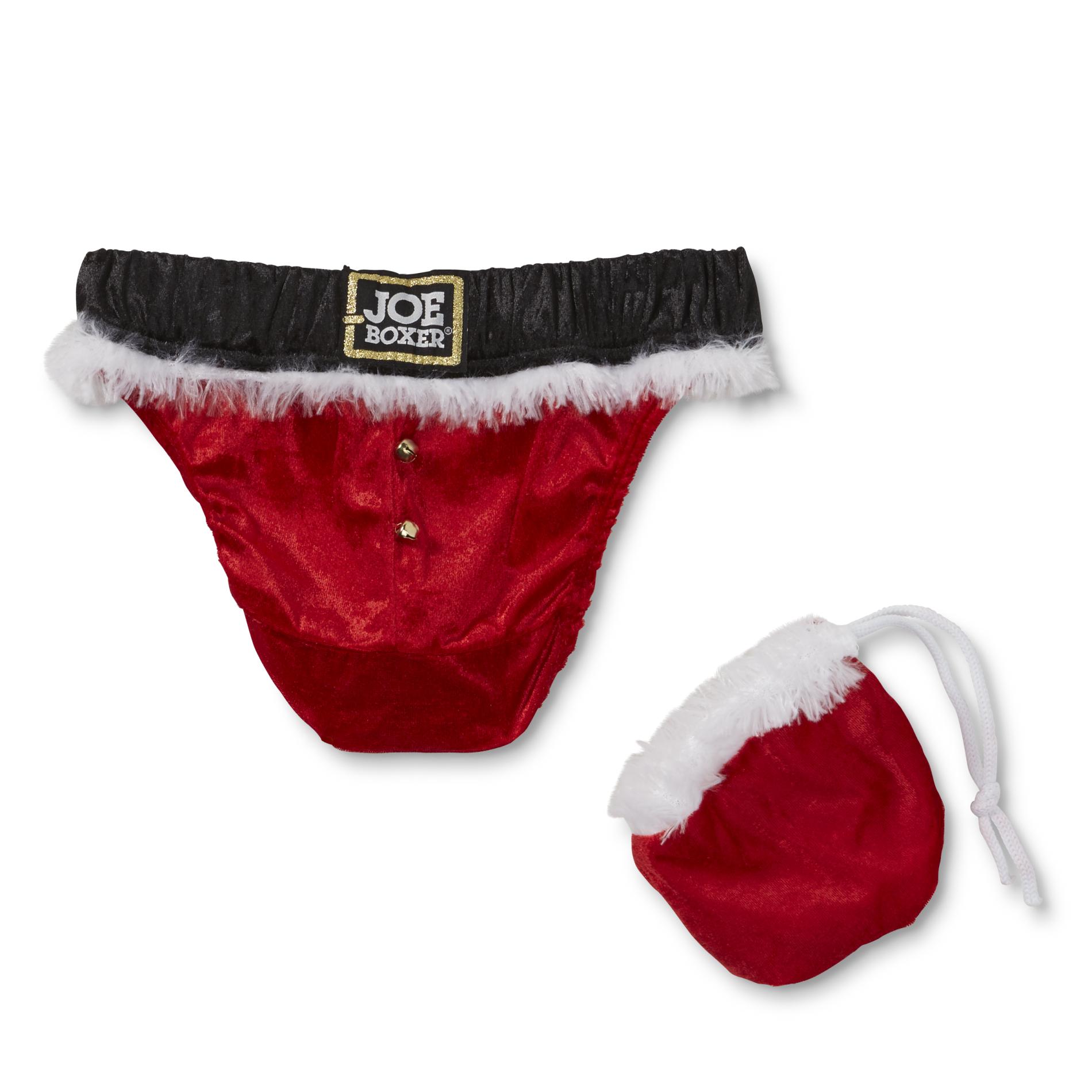 Joe Boxer Men's Christmas Thong Underwear & Gift Bag Santa Claus