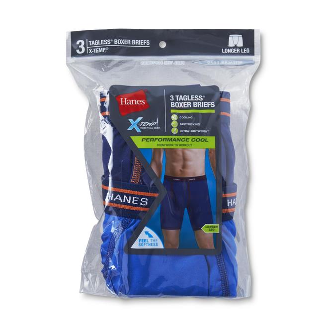 Hanes Men's 3Pack XTemp Tagless Boxer Briefs Longer Length