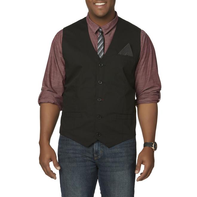 Attention Men's Big &Tall Dress Shirt, Vest & Necktie Striped