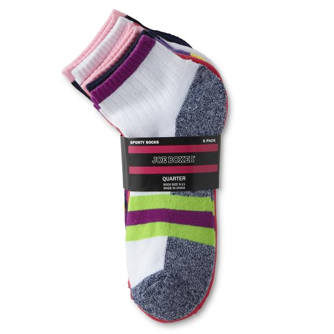 Joe Boxer Women's 6Pairs Quarter Socks Colorblock