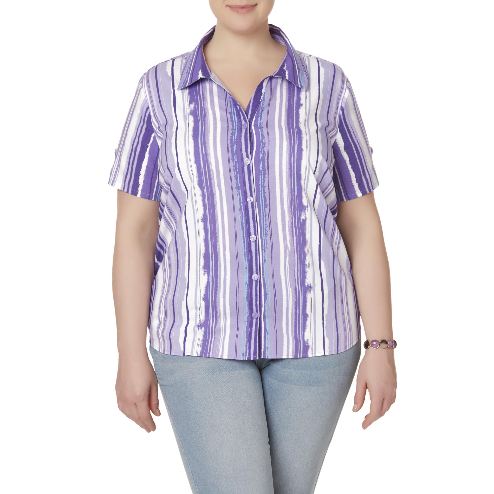 Erika Women's Plus Camp Shirt Striped Shop Your Way Online
