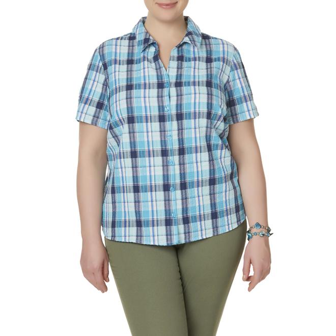 Erika Women's Plus Textured Camp Shirt Plaid