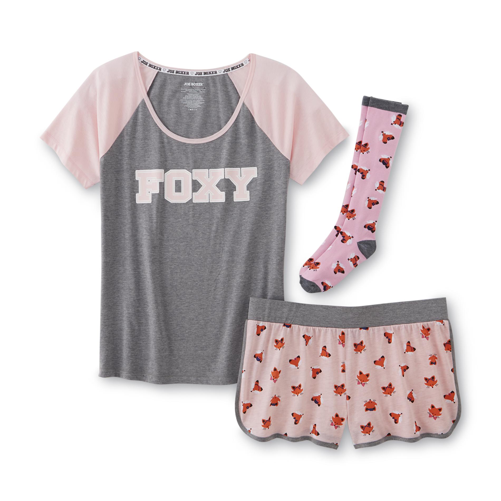 Joe Boxer Women's Pajama Shirt Shorts & Socks Foxes Shop Your Way