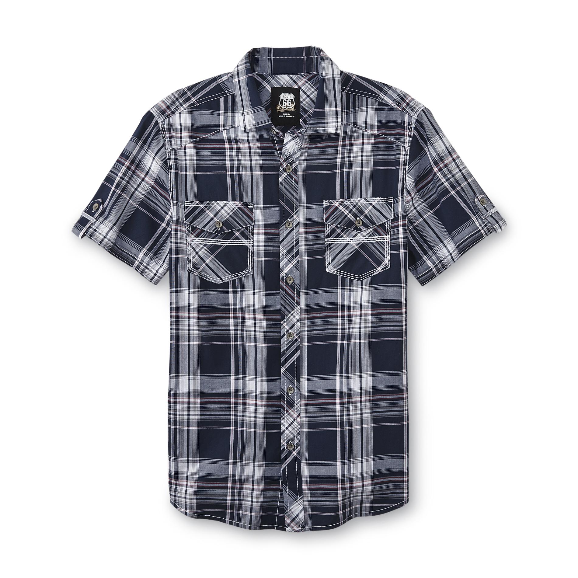 Men's Button-Front Poplin Shirt - Plaid