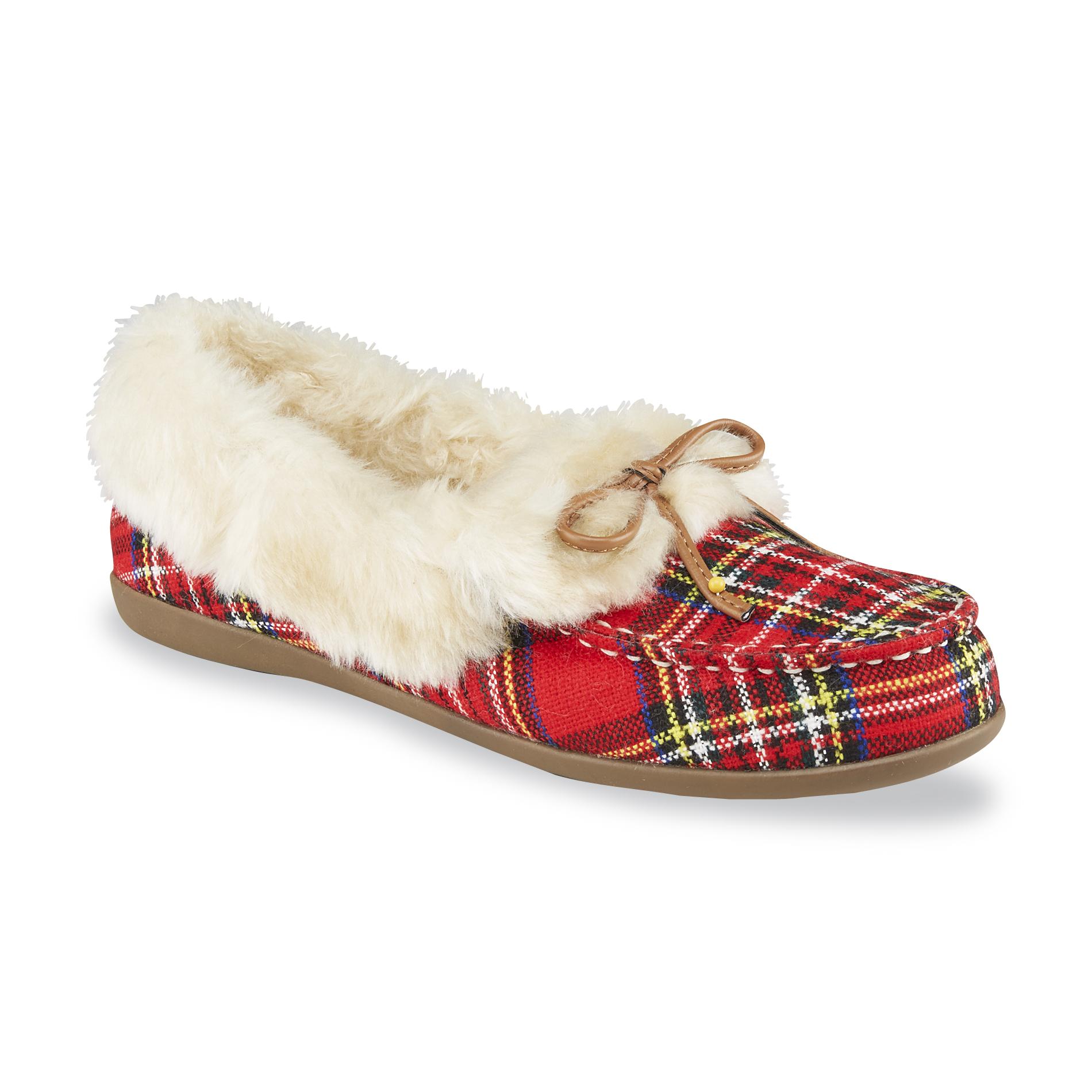 vionic red plaid slippers