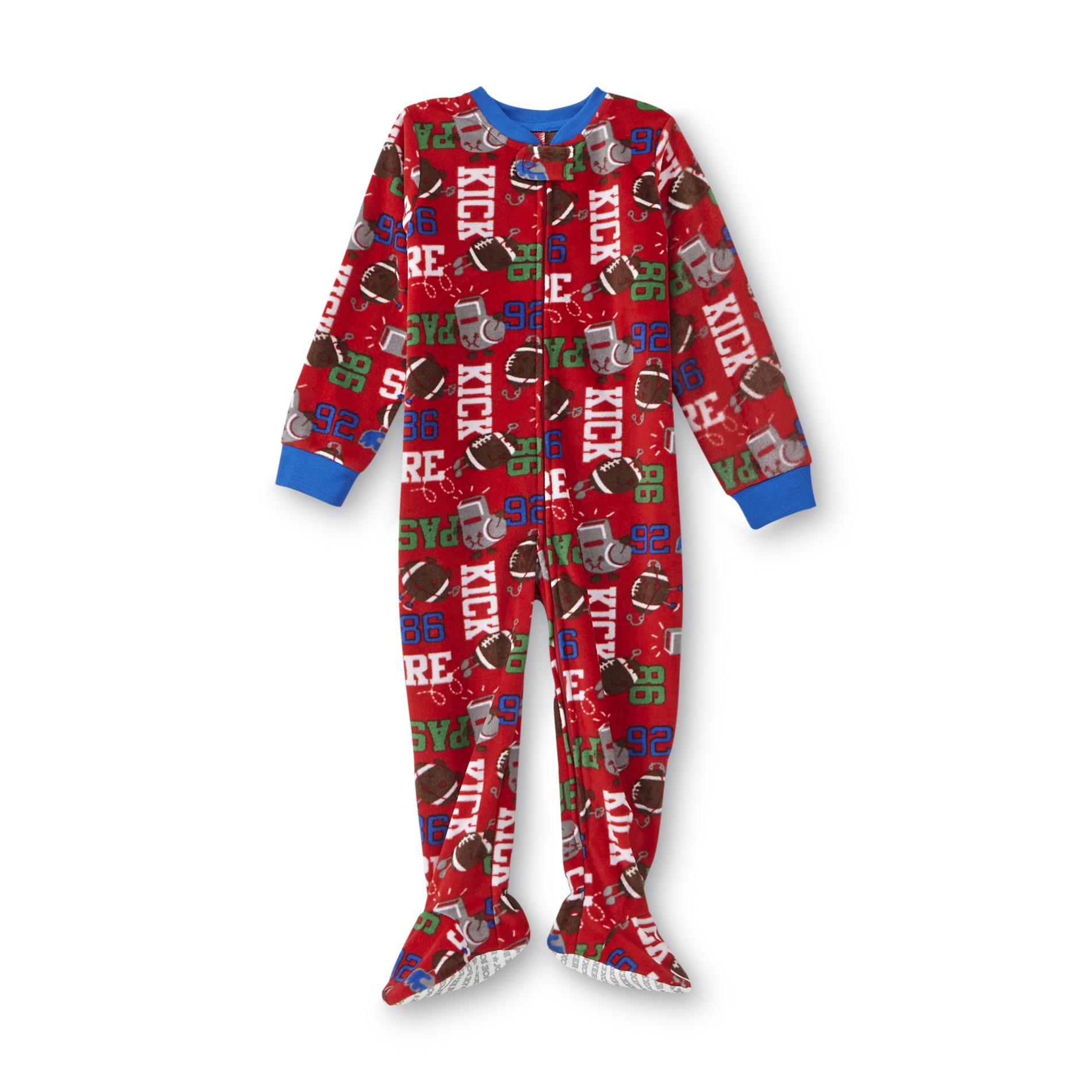 Toddler Boy's Fleece Sleeper Pajamas - Football