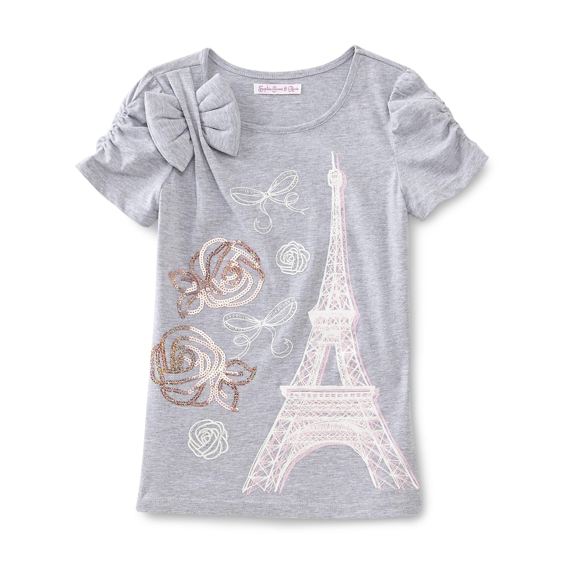 Girl's Embellished Graphic T-Shirt - Eiffel Tower