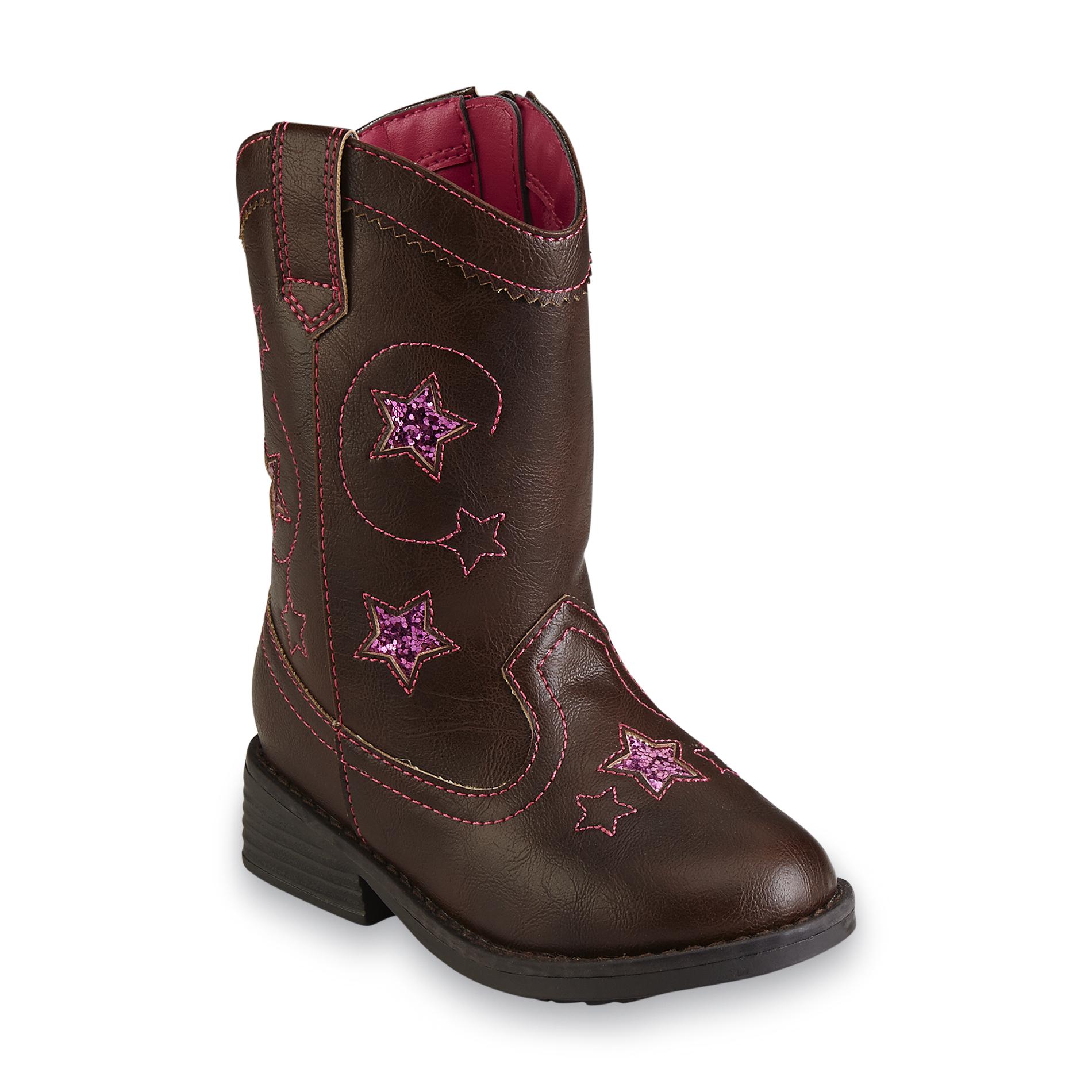 Bongo Toddler Girl's Ginger Brown/Pink MidCalf Western Boot Clothing