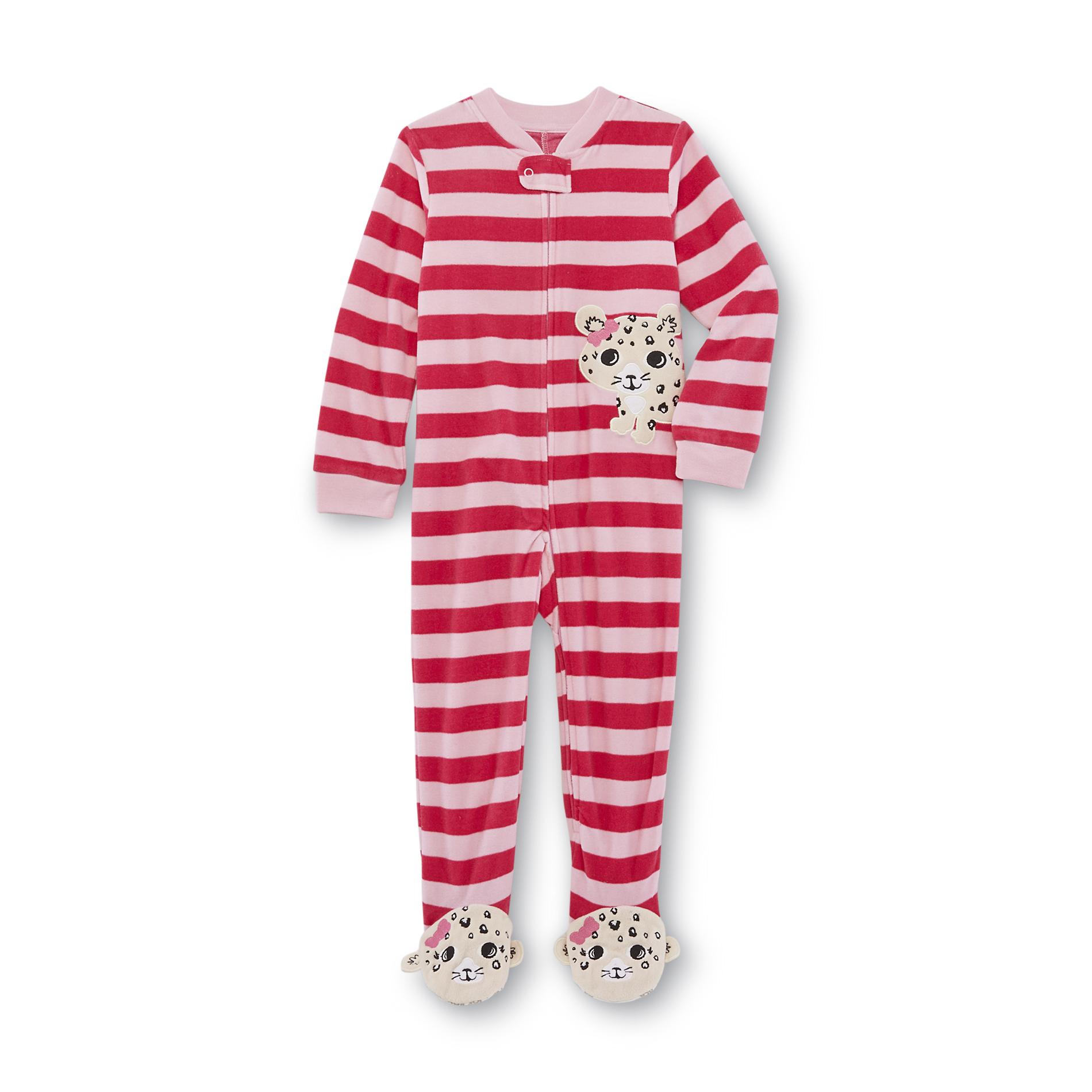 Toddler Girl's Footed Sleeper Pajamas - Striped