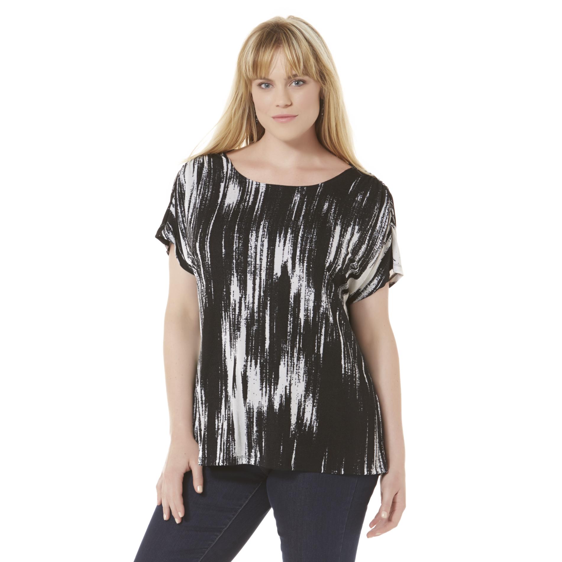 Women's Plus Slinky Knit Top - Abstract Print