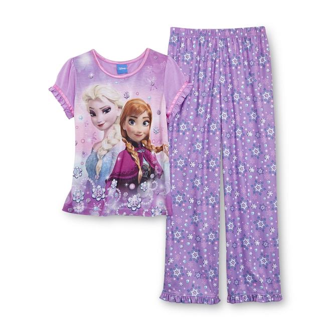 Disney Frozen Girl's Pajama Top & Pants Anna & Elsa Clothing, Shoes