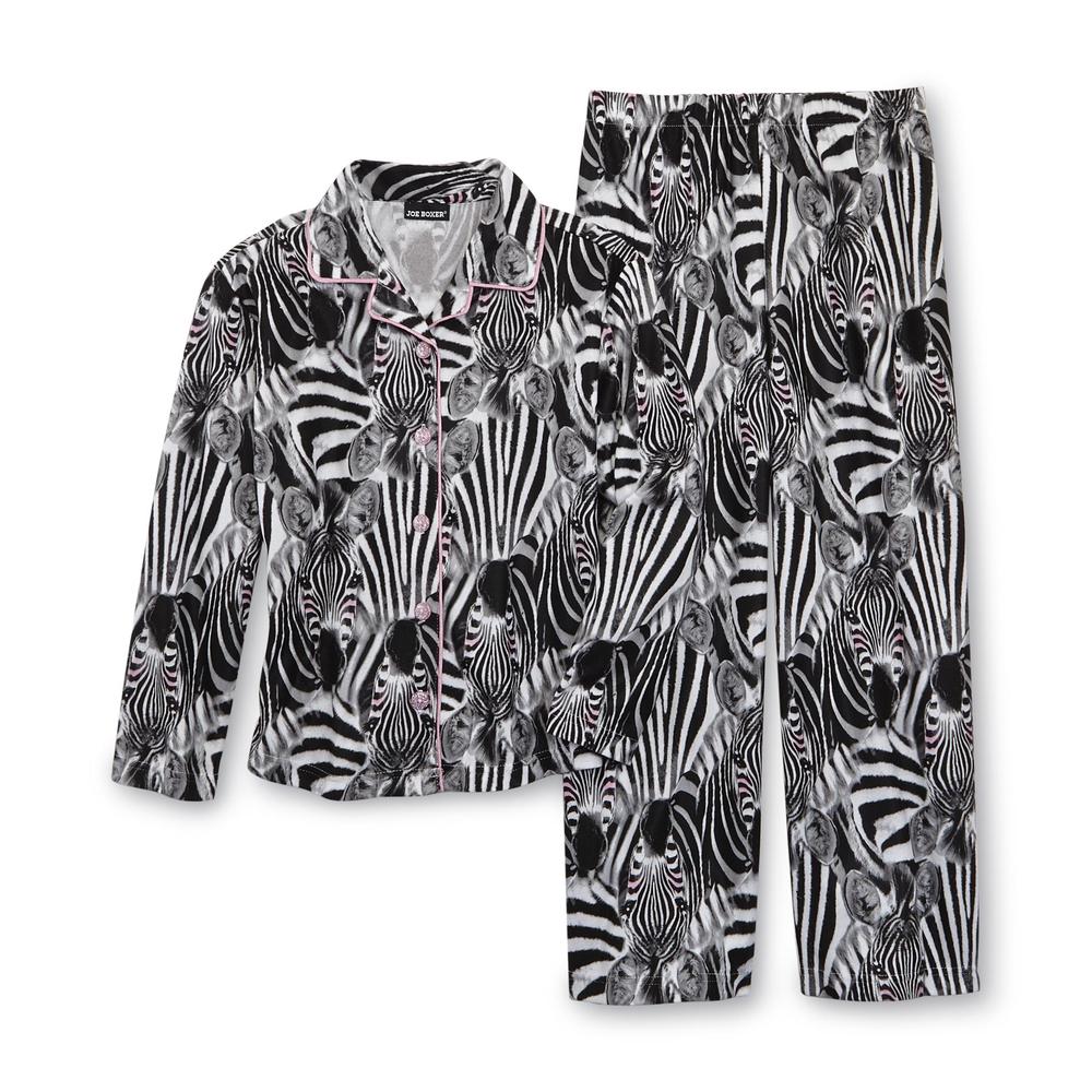 Girl's Flannel Pajama Top & Pants - Zebra Print