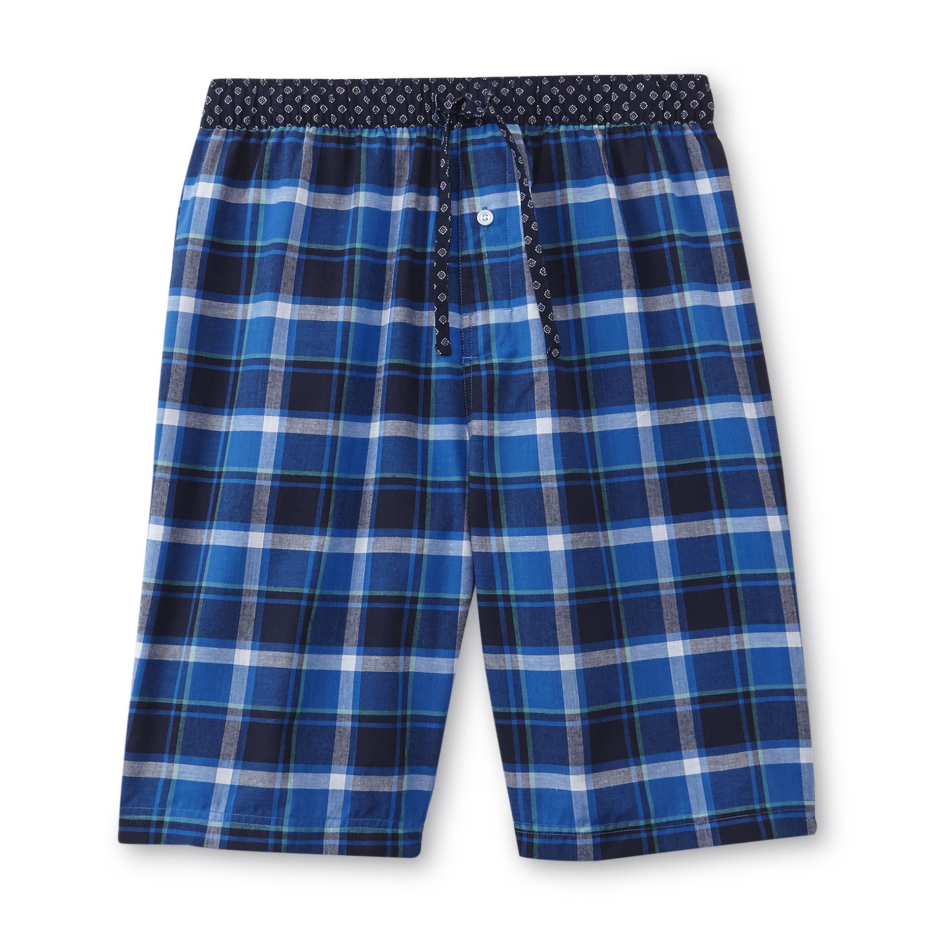 Basic Editions Men's Poplin Pajama Shorts Plaid