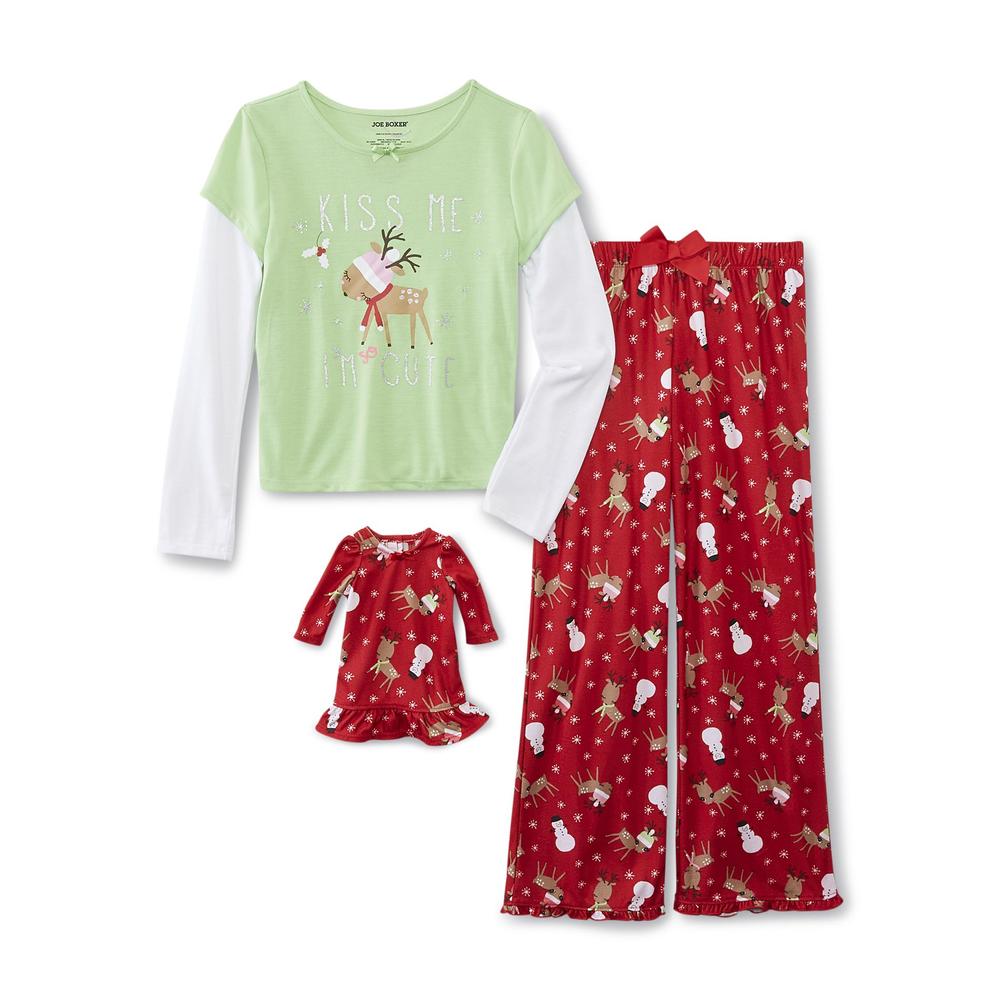 Girl's Pajamas & Doll Gown - Reindeer