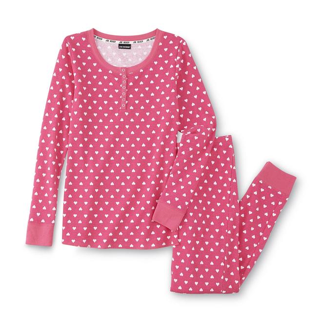 Joe Boxer Women's Thermal Pajama Top & Pants Hearts
