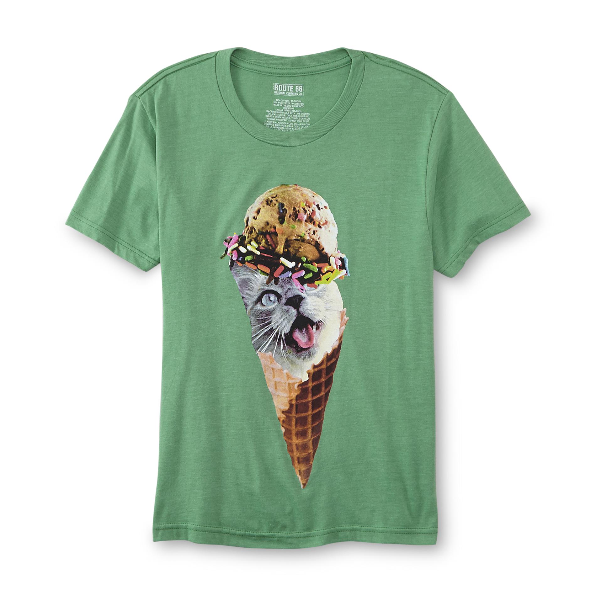 Boy's Graphic T-Shirt - Ice Cream Cone Cat