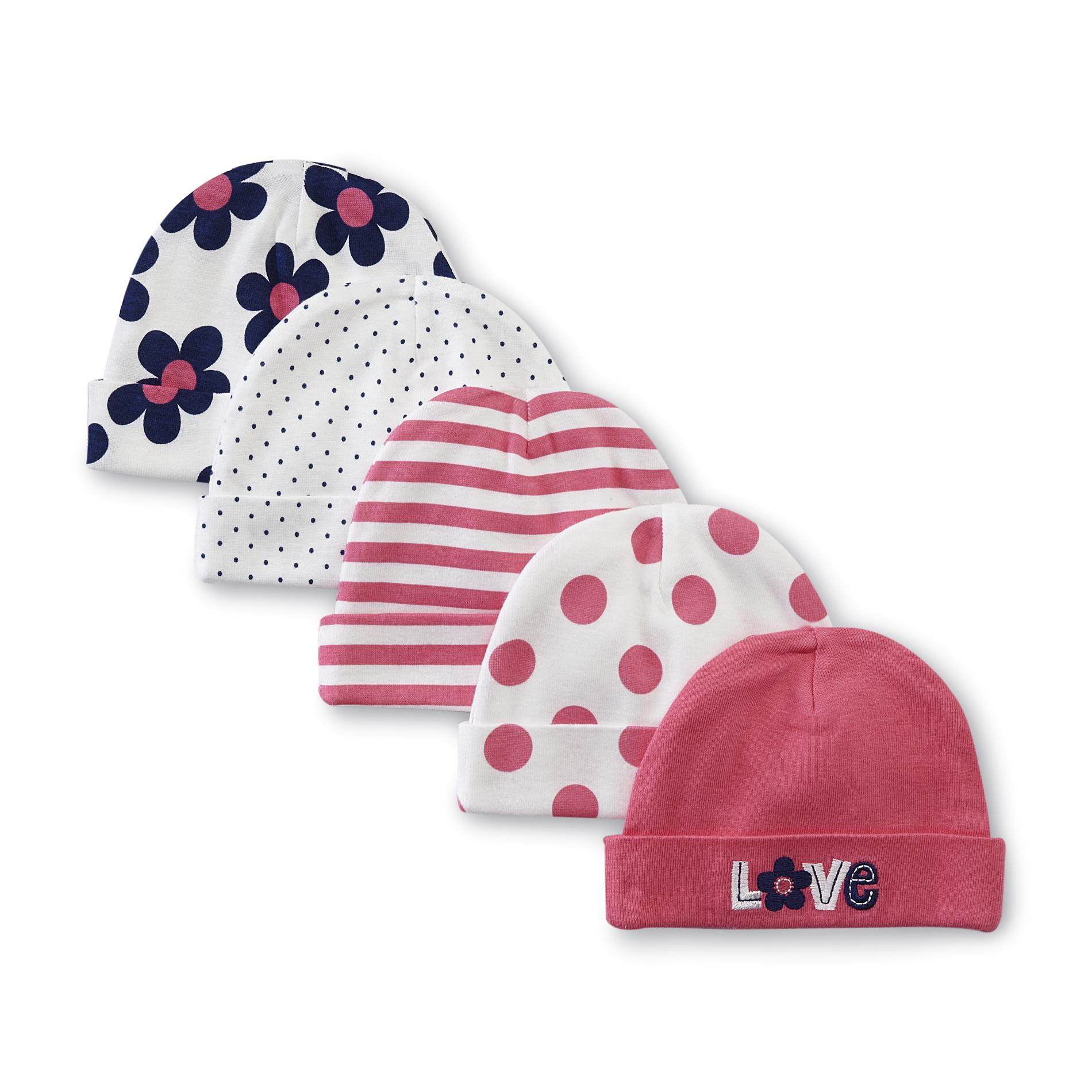 Gerber Infant Girl's 5Pack Hats Floral