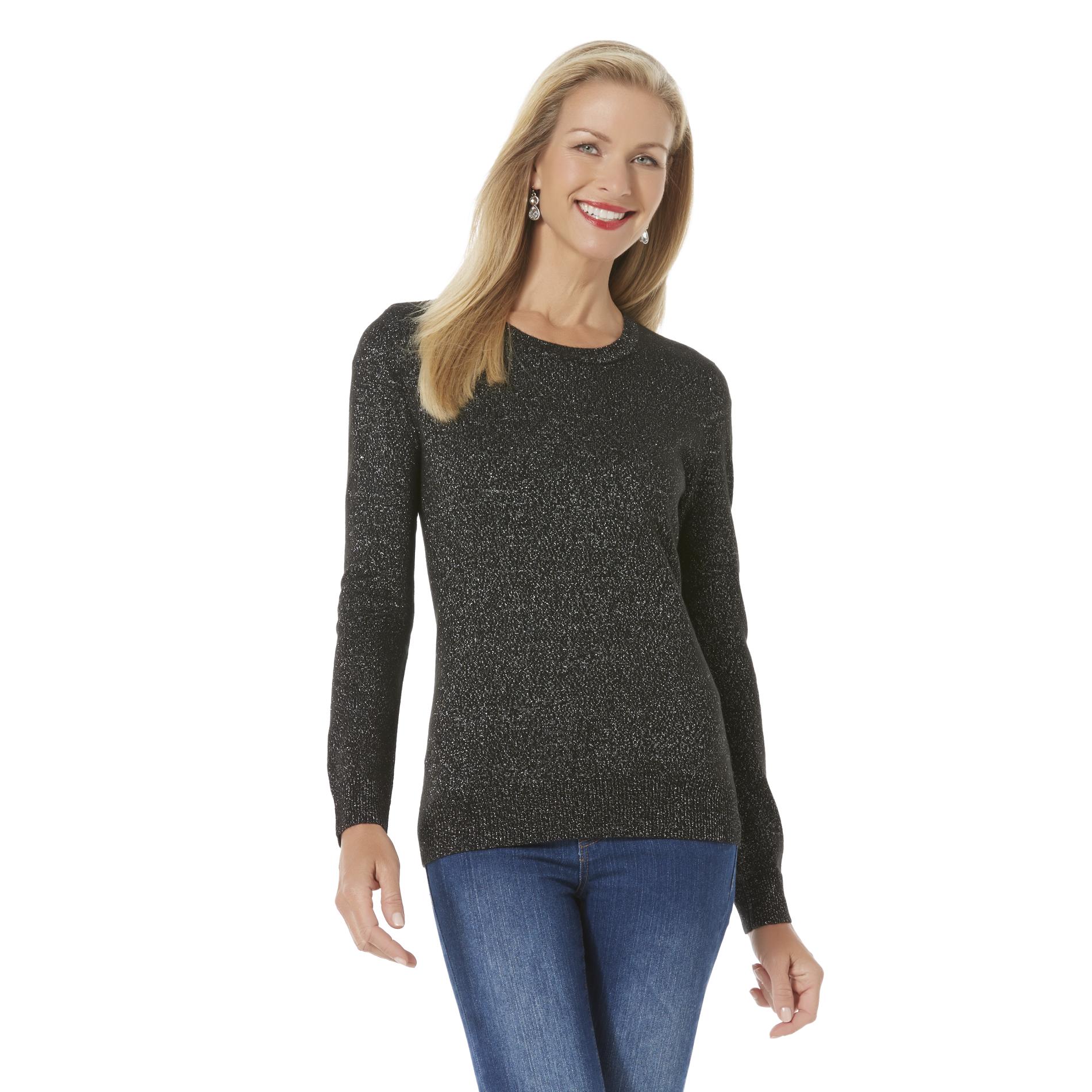 Basic Editions Women's Shimmer Sweater Clothing, Shoes & Jewelry Clothing Women's Clothing
