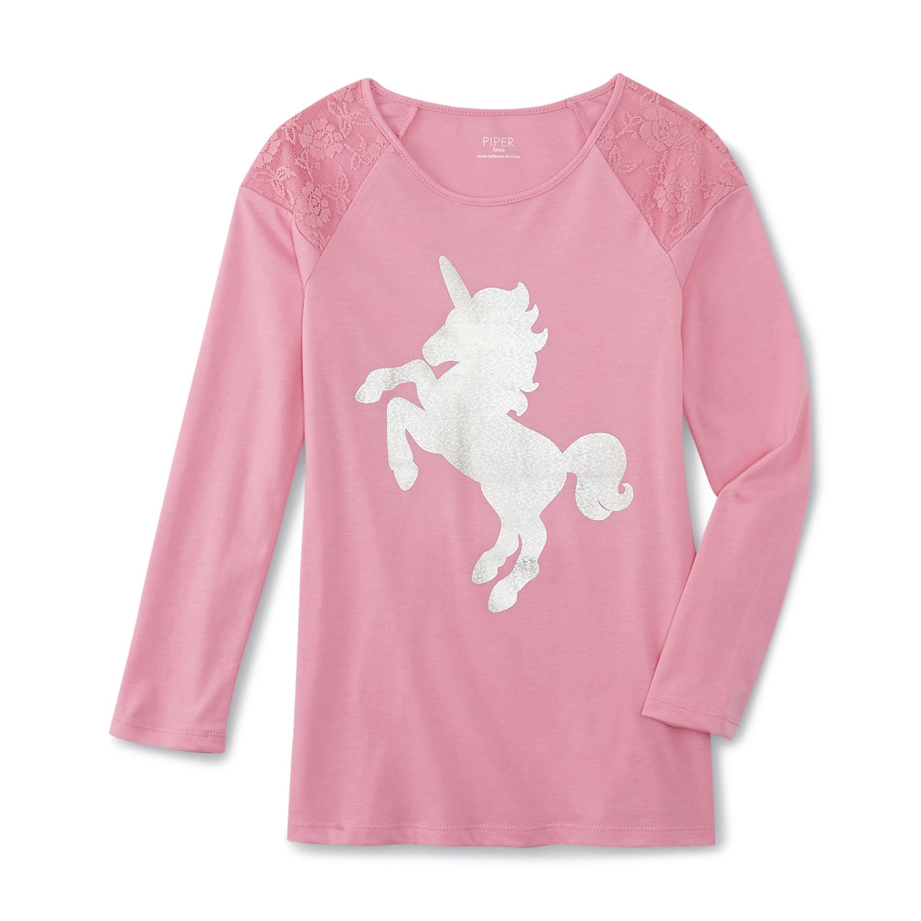 Girl's Embellished T-Shirt - Unicorn