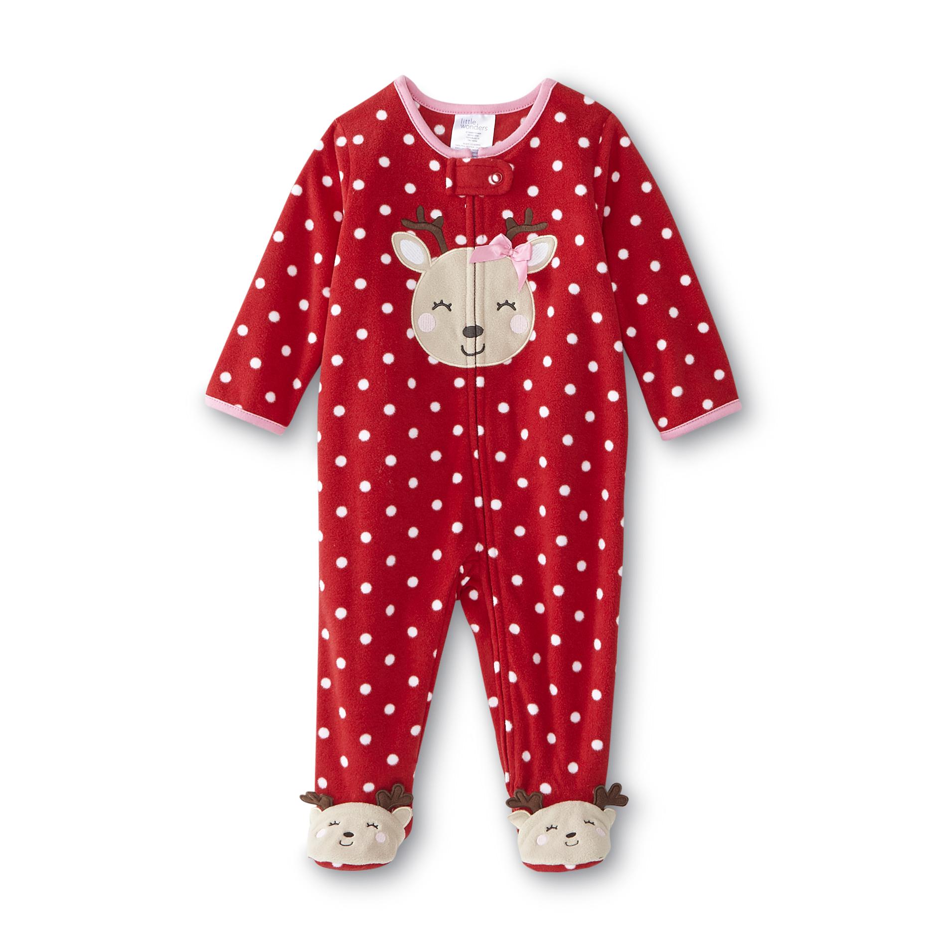 Little Wonders Newborn Girl's Christmas Fleece Sleeper Pajamas