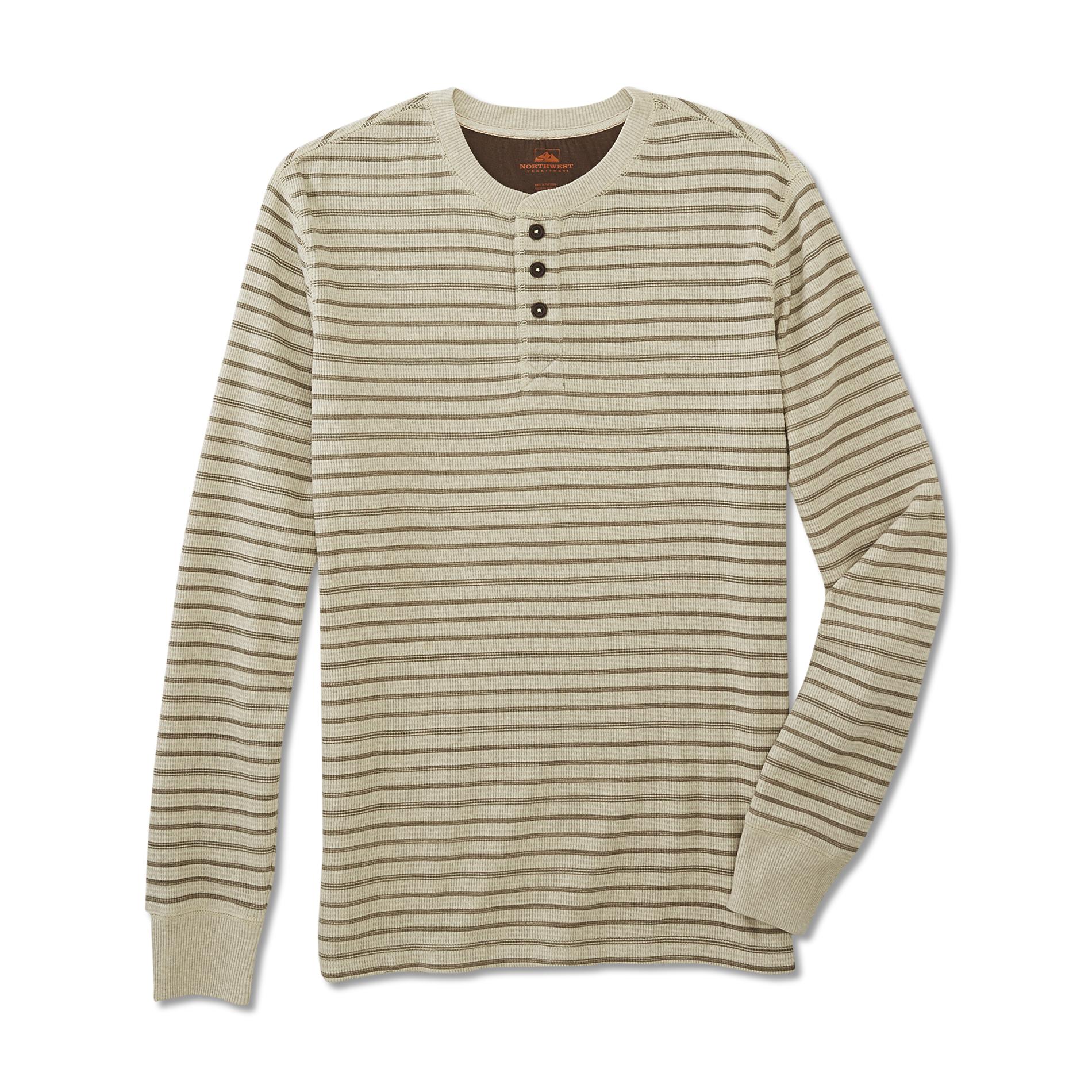 Men's Big & Tall Thermal Henley Shirt - Striped